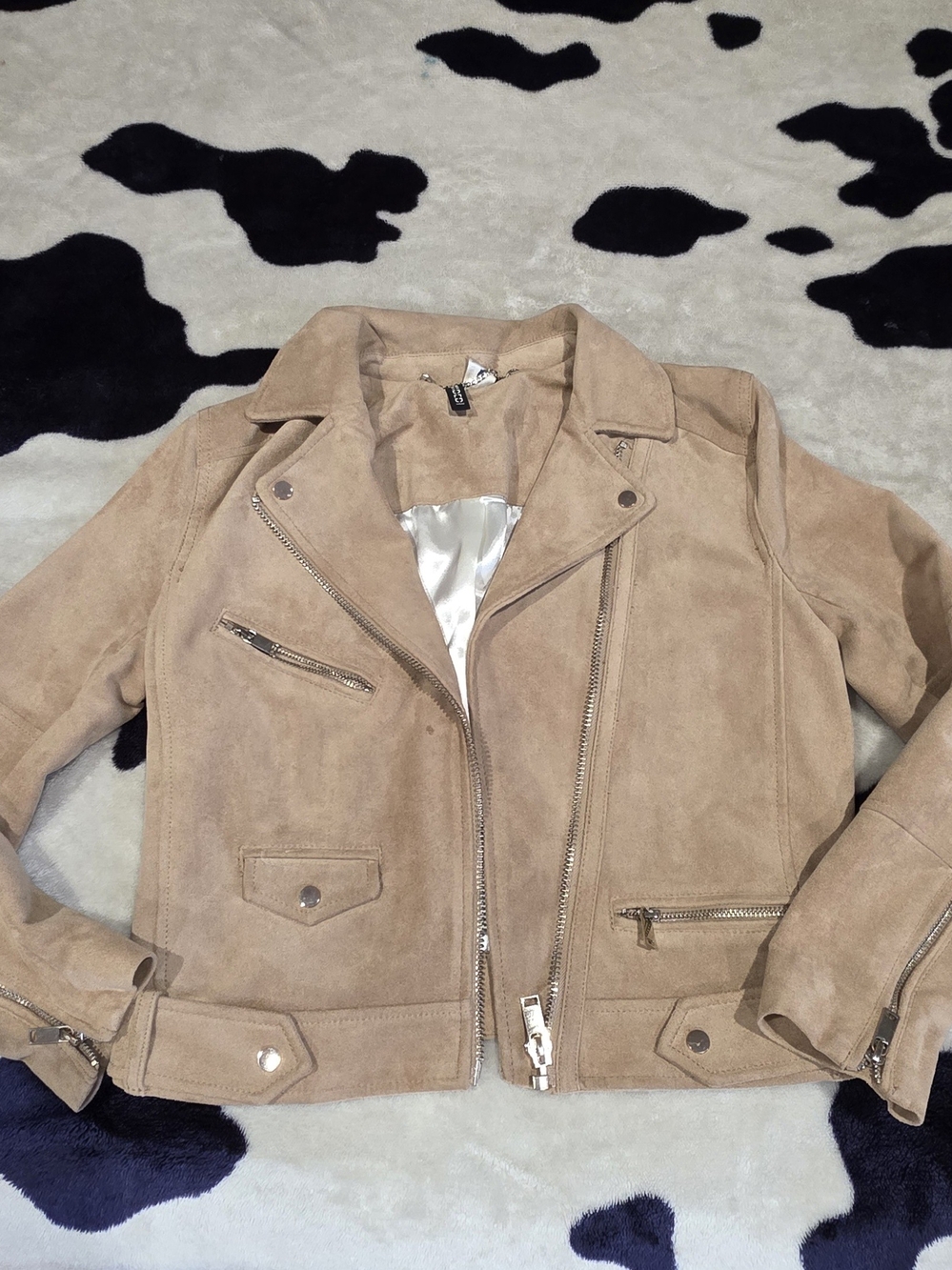 Divided Suede Biker Jacket - Beige